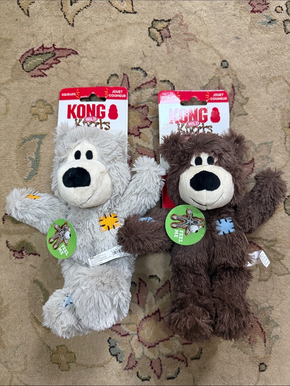 KONG bundle Wild Knots Plush Bear Dog Toys - Gray & Brown